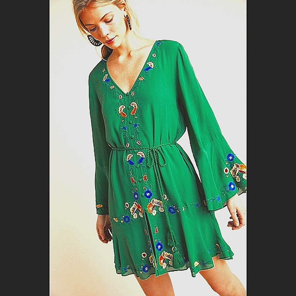 Anthropologie Farm Rio Jessalyn Embroidered Dress